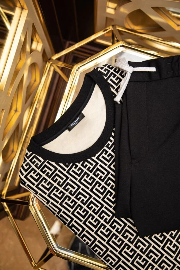 Balmain қара және ақ түсті лабиринт графикалық футболка
 173179 - фото 3