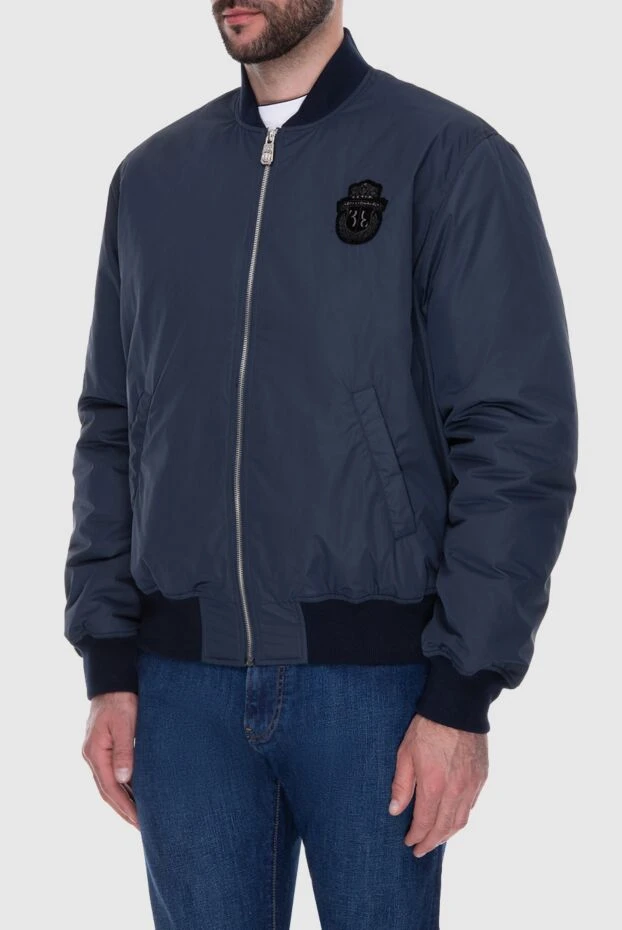 Billionaire куртка-бомбер с нашивкой логотипа синяя мужская 173226 - фото 3