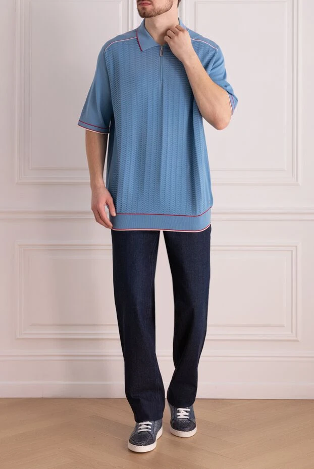 Stefano Ricci ерлерге арналған көк мақтадан жасалған поло 173231 - фото 2