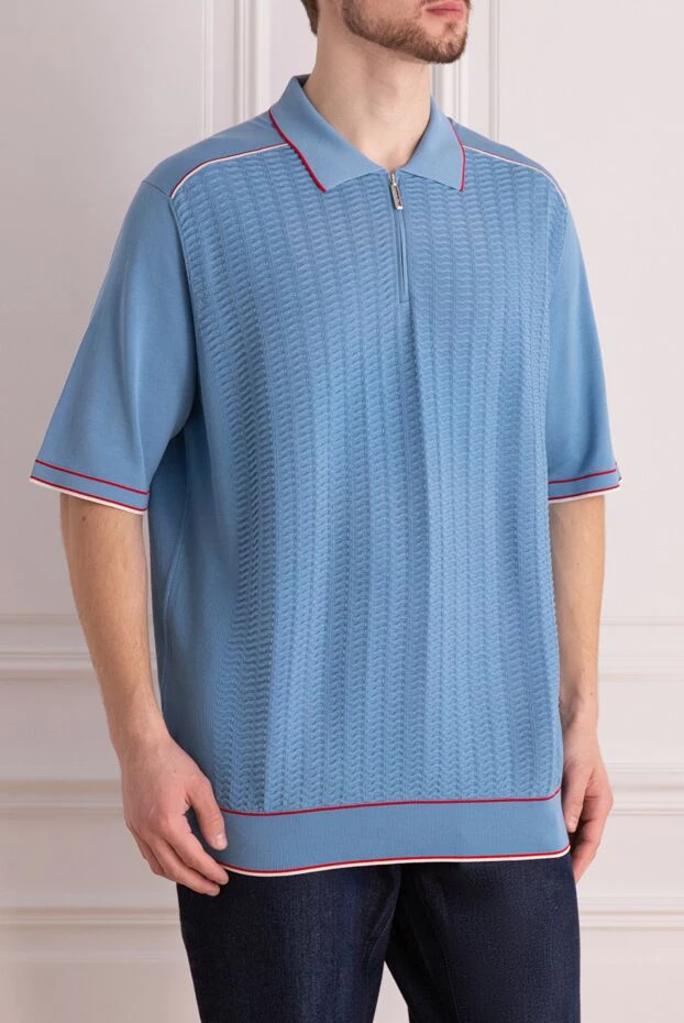 Stefano Ricci ерлерге арналған көк мақтадан жасалған поло 173231 - фото 3