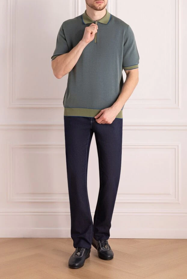 Stefano Ricci green silk and cotton polo for men 173232 - photo 2