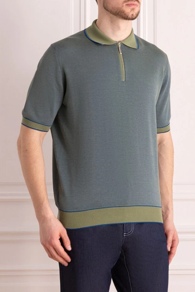Stefano Ricci green silk and cotton polo for men 173232 - photo 3