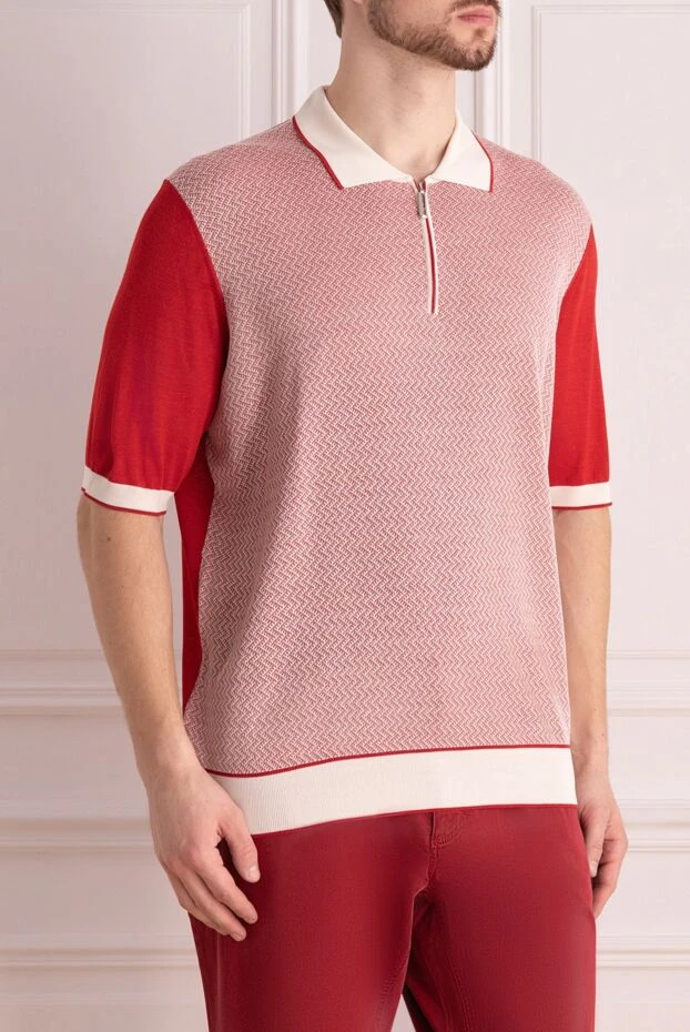 Stefano Ricci поло из шелка с мелким жаккардовым рисунком и белой отделкой
 173235 - фото 3