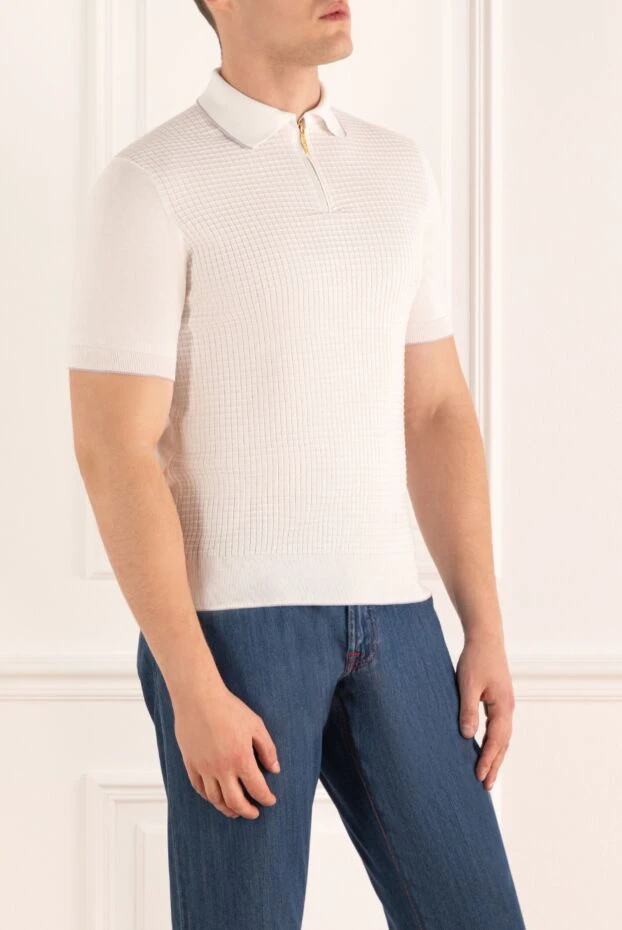 Stefano Ricci поло из хлопка белое мужское 173243 - фото 3