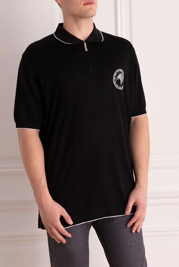 Stefano Ricci черное поло из гладкого хлопка с шелком и вышитой эмблемой
 173254 - фото 3