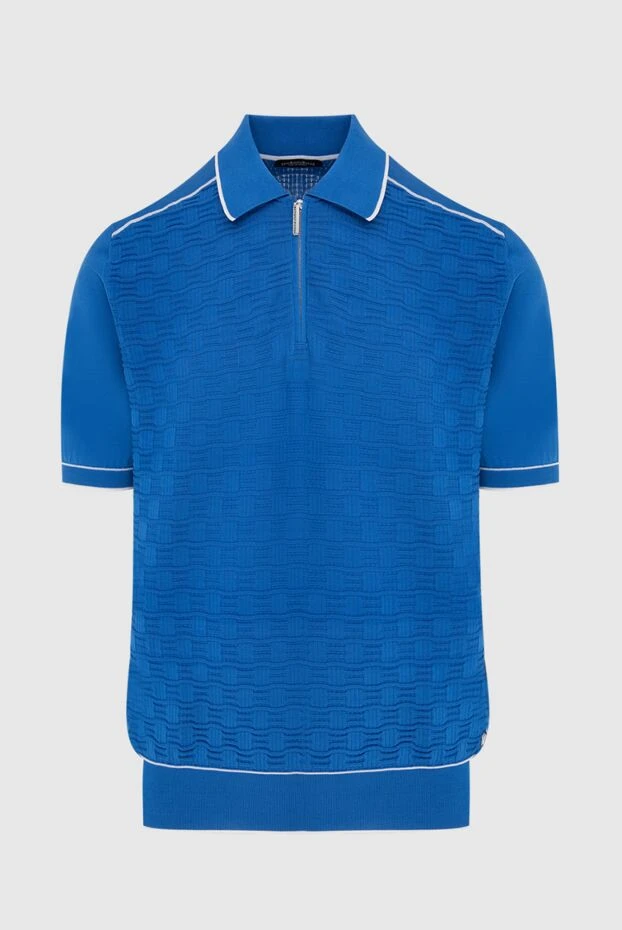 Поло синее с геометрической фактурой и молнией на планке
- фото 1