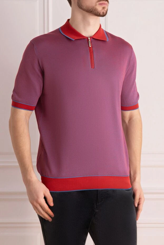 Stefano Ricci мужское поло на молнии с комбинированной цветовой гаммой 173265 - фото 3