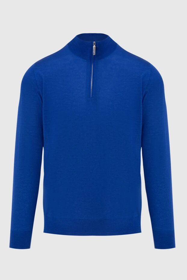 Тік жағасы бар, бай көк түсті кашемир мен жібектен жасалған Troyer жейдесі - фото 1