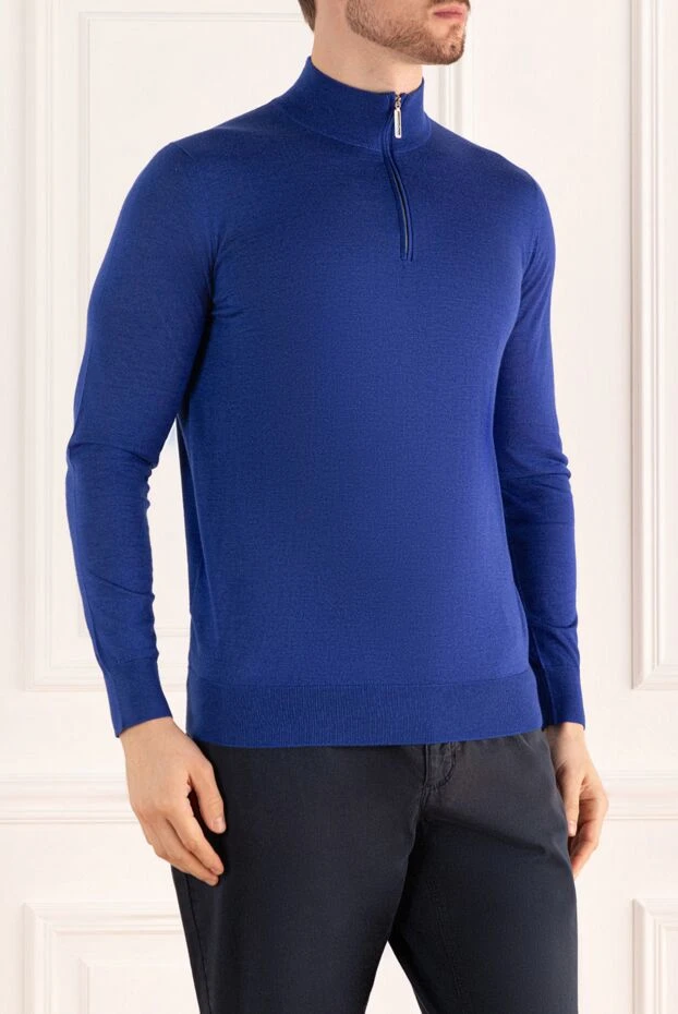 Stefano Ricci тік жағасы бар, бай көк түсті кашемир мен жібектен жасалған troyer жейдесі 173270 - фото 3