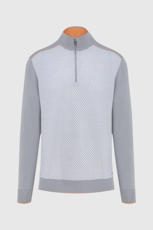 Gray cotton, silk and linen tee for men - photo 1