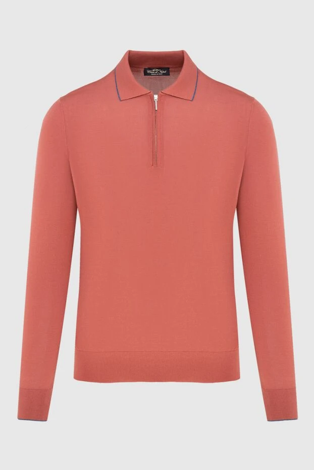 Cesare di Napoli man long sleeve polo in silk orange for men купить с ценами и фото 173278 - photo 1