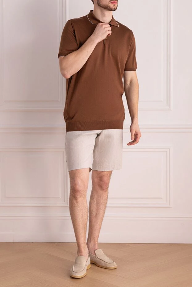 Cesare di Napoli man cotton and silk polo brown for men купить с ценами и фото 173284 - photo 2