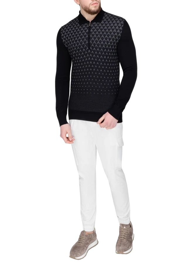 Cesare di Napoli man wool long sleeve polo black for men купить с ценами и фото 173301 - photo 2