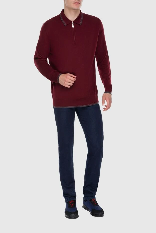 Massimo Sforza man wool and silk long sleeve polo burgundy for men купить с ценами и фото 173303 - photo 2