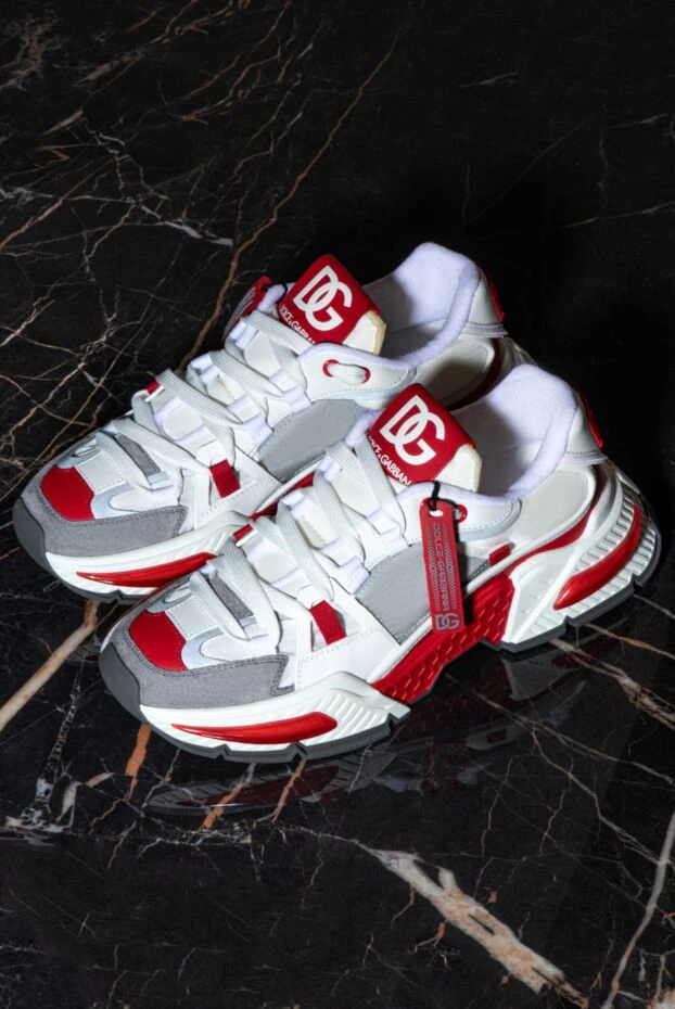 Dolce & Gabbana кроссовки мужские красные и белые с лого 173312 - фото 2