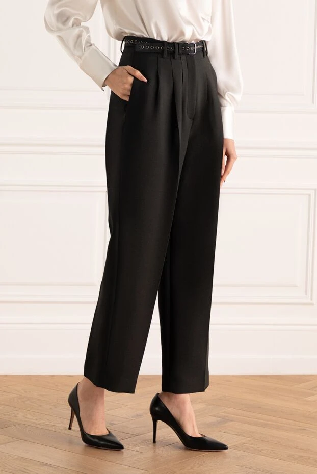 Dior брюки классические черные женские с поясом с люверсами 173334 - фото 3