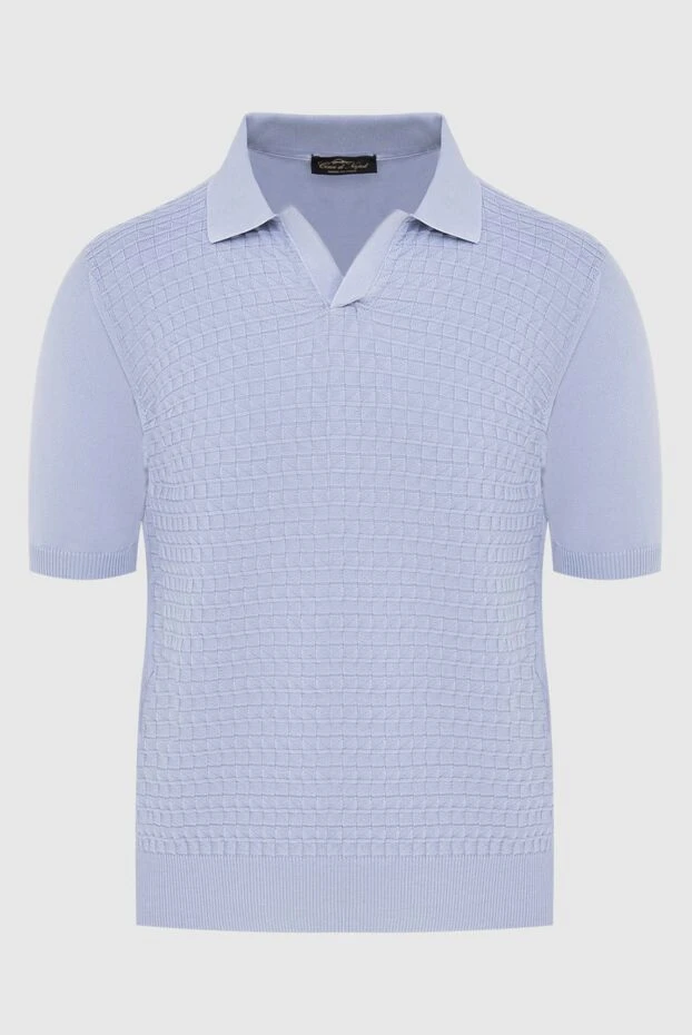 Cesare di Napoli man blue cotton polo for men купить с ценами и фото 173365 - photo 1