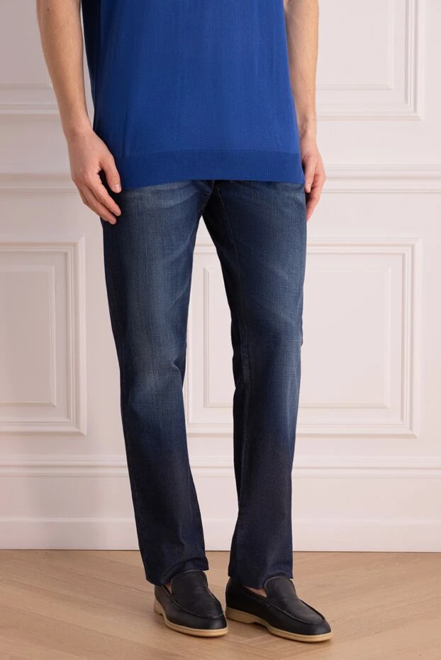 Brunello Cucinelli dark blue men's jeans with a soft wash
 173431 - photo 3