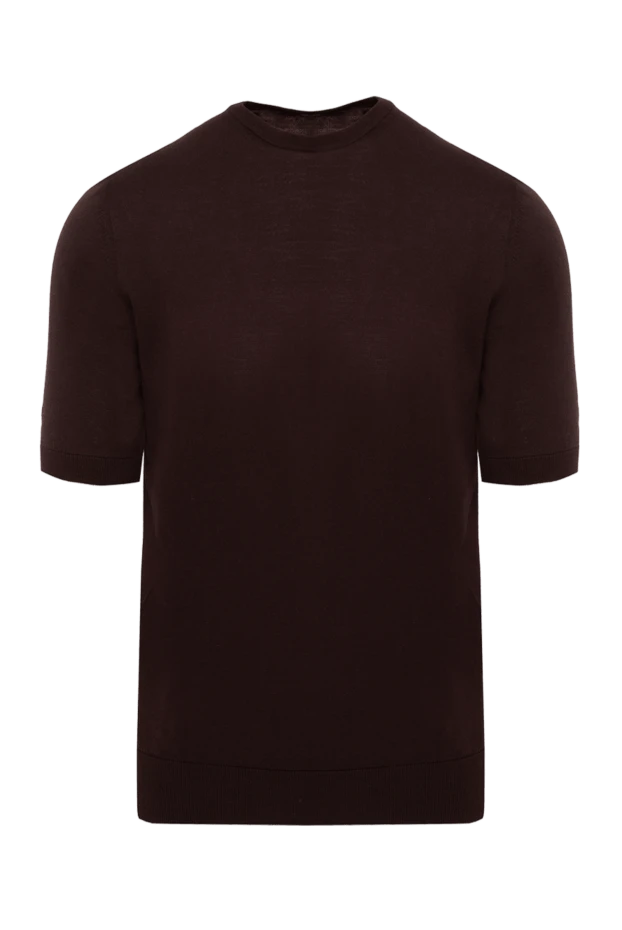 Cesare di Napoli man cotton short sleeve jumper brown for men купить с ценами и фото 173434 - photo 1