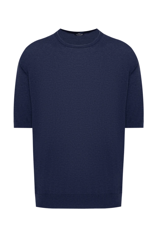 Cesare di Napoli man cotton short sleeve jumper blue for men купить с ценами и фото 173436 - photo 1