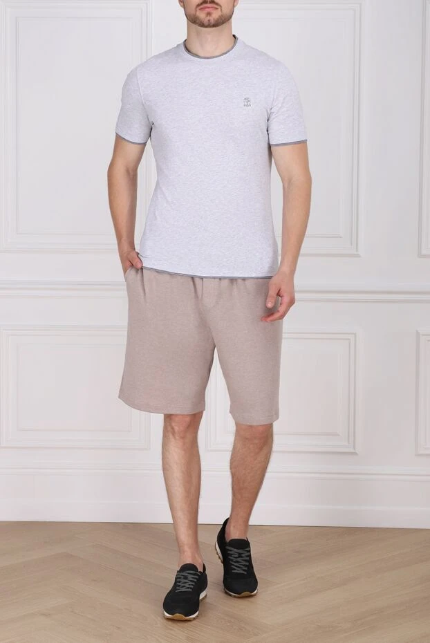 Cesare di Napoli man cotton shorts for men, beige купить с ценами и фото 173441 - photo 2