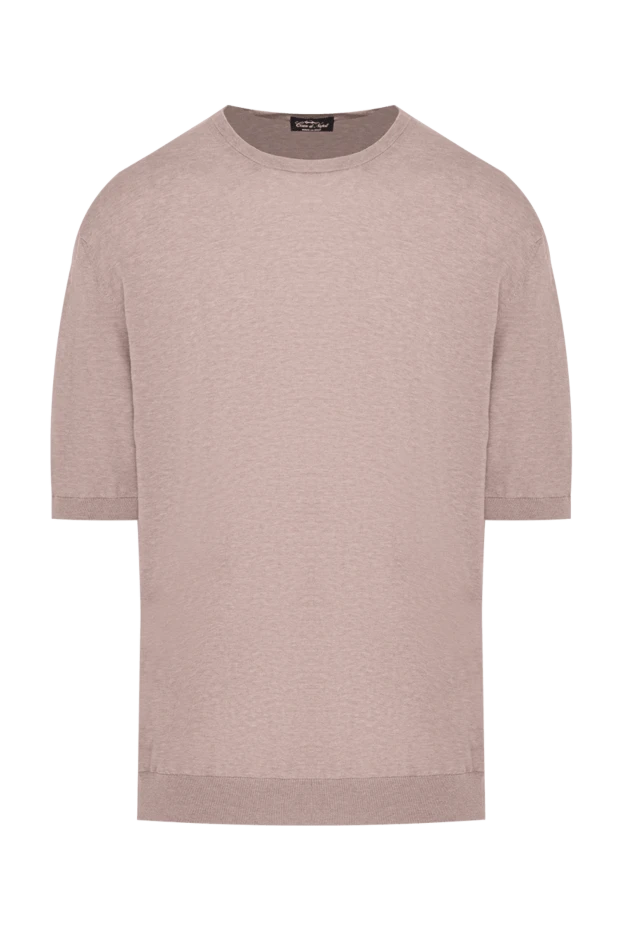 Cesare di Napoli man cotton short sleeve jumper beige for men купить с ценами и фото 173442 - photo 1