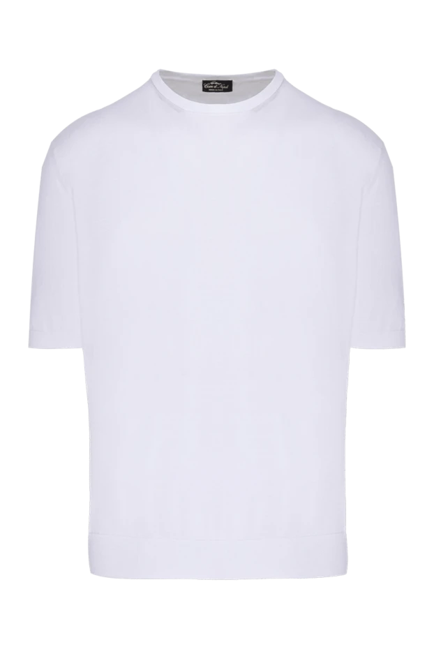 Cesare di Napoli man cotton short sleeve jumper white for men купить с ценами и фото 173446 - photo 1