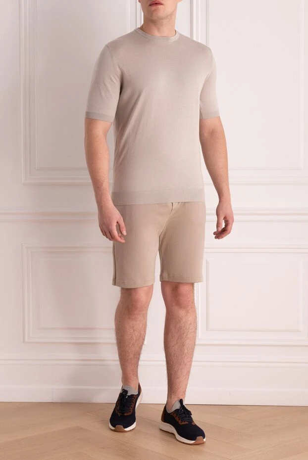 Cesare di Napoli man cotton shorts for men, beige купить с ценами и фото 173447 - photo 2