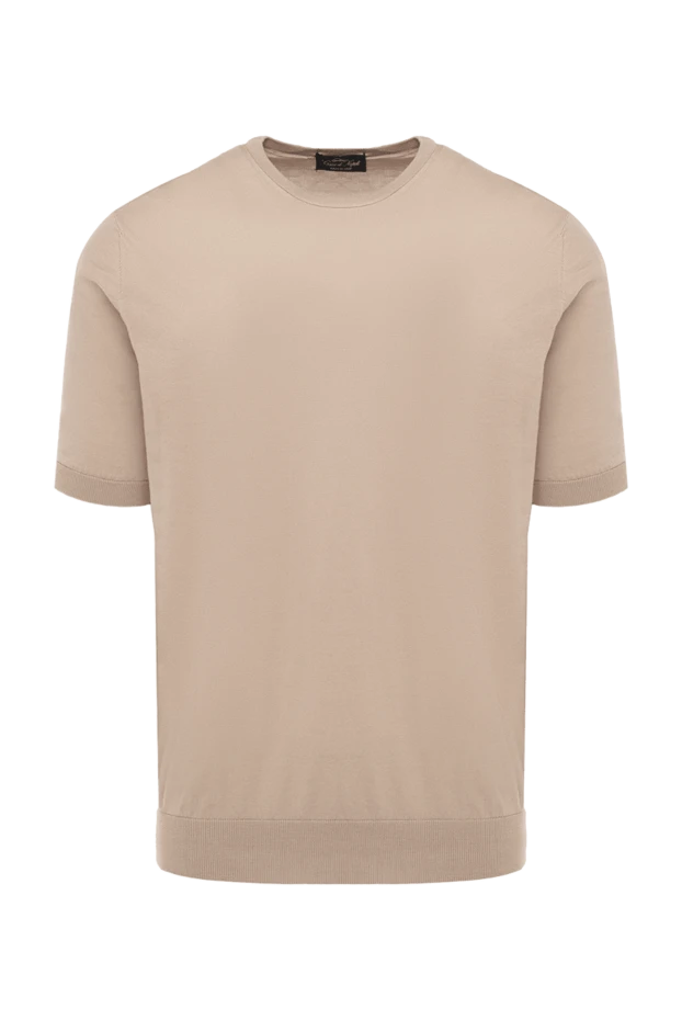 Cesare di Napoli man cotton short sleeve jumper beige for men купить с ценами и фото 173448 - photo 1