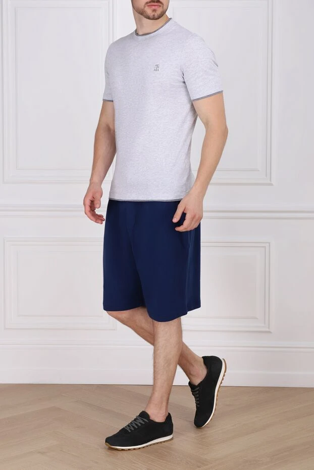 Cesare di Napoli man cotton shorts for men, blue купить с ценами и фото 173451 - photo 2