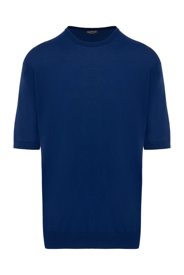 Cesare di Napoli man cotton short sleeve jumper blue for men купить с ценами и фото 173452 - photo 1