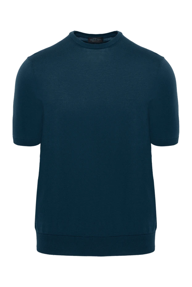 Cesare di Napoli man blue short sleeve cotton jumper for men купить с ценами и фото 173456 - photo 1