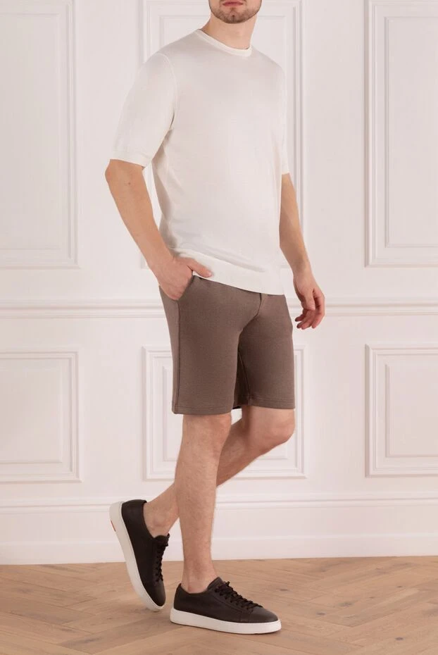 Cesare di Napoli man cotton shorts for men, brown купить с ценами и фото 173460 - photo 2