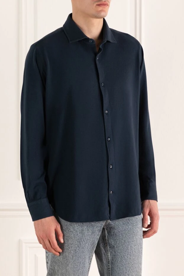 Loro Piana men's shirt made of premium indigo cotton with a refined texture 173467 - photo 3