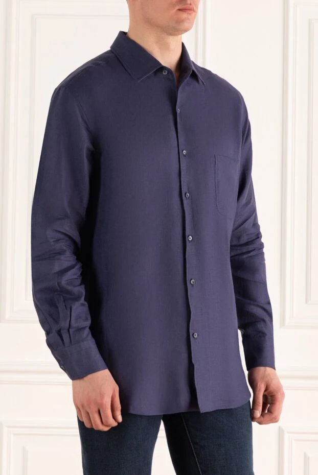 Loro Piana men's purple shirt made of delicate cotton with a classic collar 173468 - photo 3