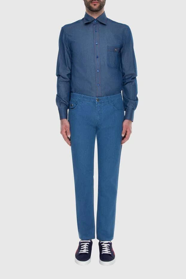 Stefano Ricci джинсы классические мужские голубые с карманами 173489 - фото 2