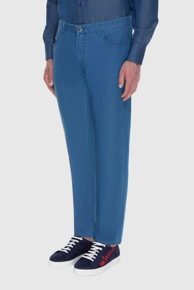 Stefano Ricci джинсы классические мужские голубые с карманами 173489 - фото 3