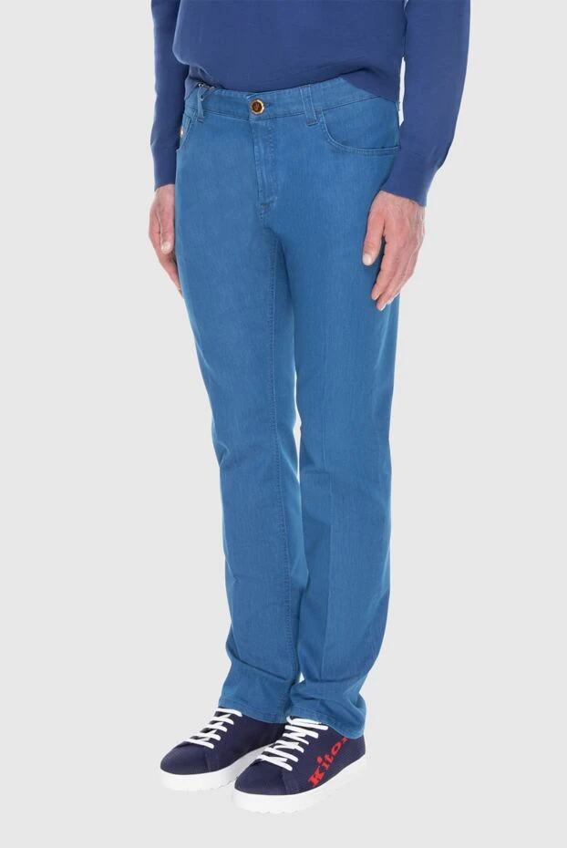 Stefano Ricci джинсы мужские голубые с коричневой пуговицей 173491 - фото 3