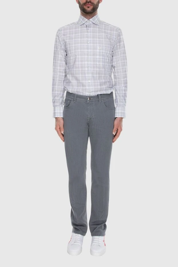 Stefano Ricci джинсы мужские серые с нашивкой логотипа 173492 - фото 2