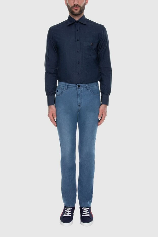 Stefano Ricci джинсы мужские синие с классическим поясом 173495 - фото 2