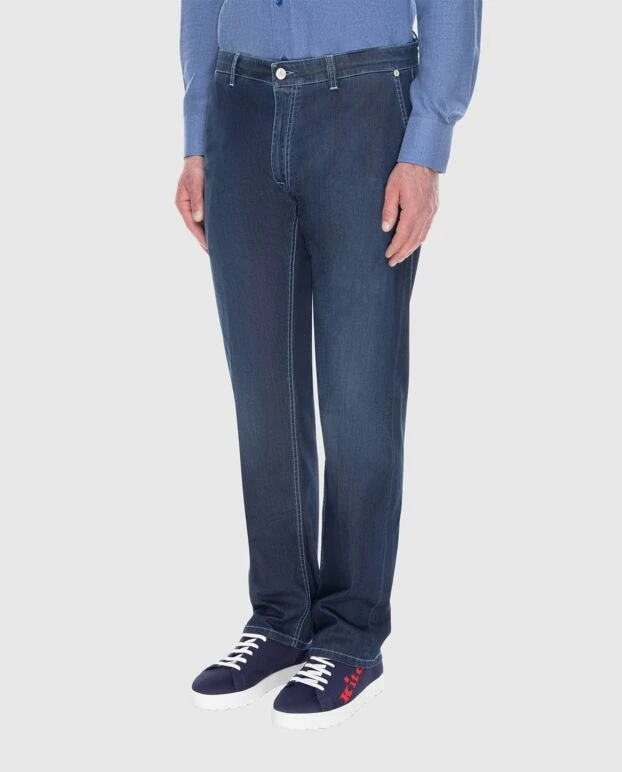 Stefano Ricci джинсы мужские синие с белым логотипом 173499 - фото 3