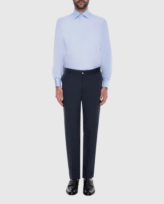 Stefano Ricci джинсы мужские синие с серебряным логотипом 173501 - фото 2