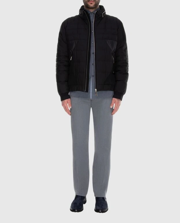 Куртка мужская черная стеганая на застежке - фото 2