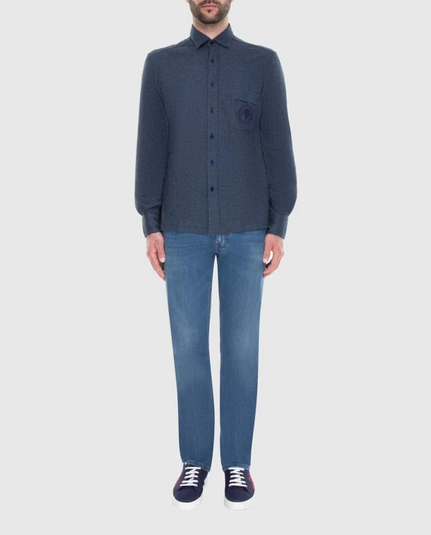 Stefano Ricci қалтасында логотипі бар ерлер көк көйлегі 173520 - фото 2