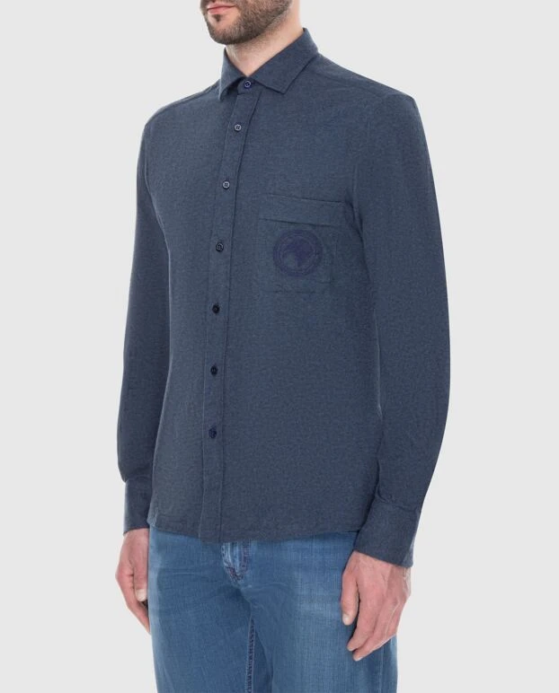 Stefano Ricci men's blue shirt with logo on the pocket 173520 - photo 3