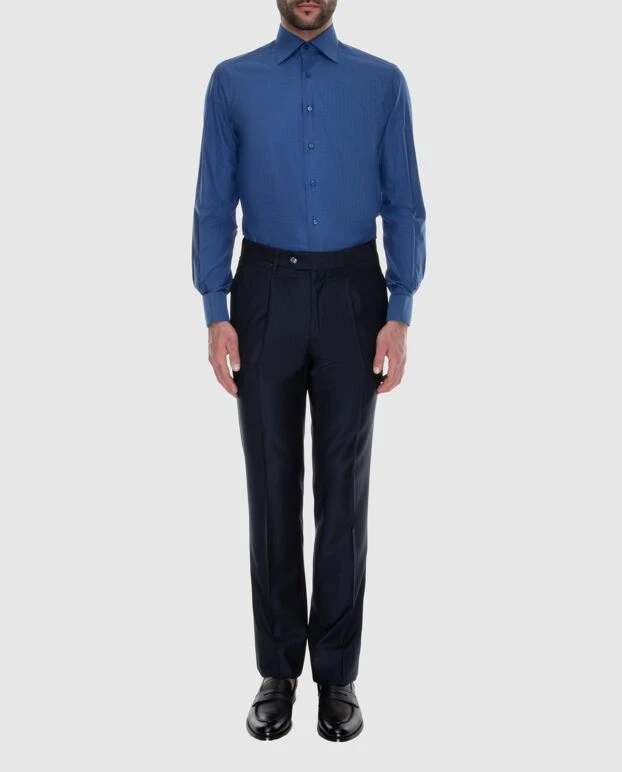 Stefano Ricci men's blue classic shirt made of high-quality cotton 173527 - photo 2