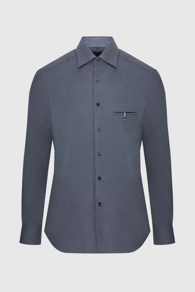 Men's gray cotton shirt with a pocket - photo 1