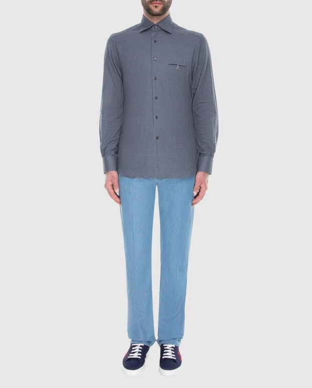 Stefano Ricci men's gray cotton shirt with a pocket 173530 - photo 2