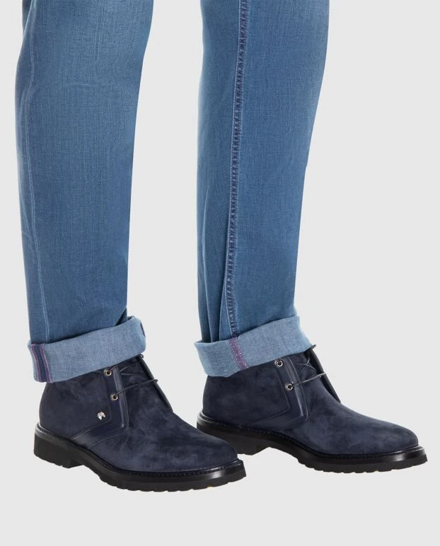 Stefano Ricci men's blue nubuck boots with laces 173533 - photo 3