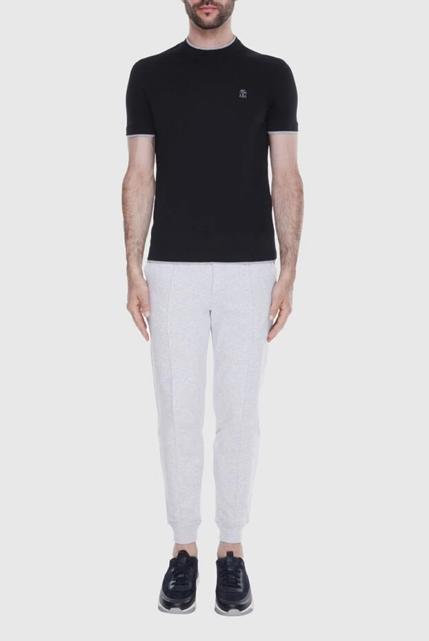 Brunello Cucinelli men's gray techno cotton french terry track pants 173547 - photo 2